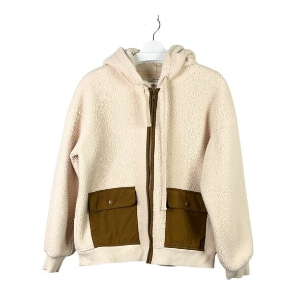 Madewell Resourced Fleece Hooded Zip Jacket Bone - Picture 2 of 12